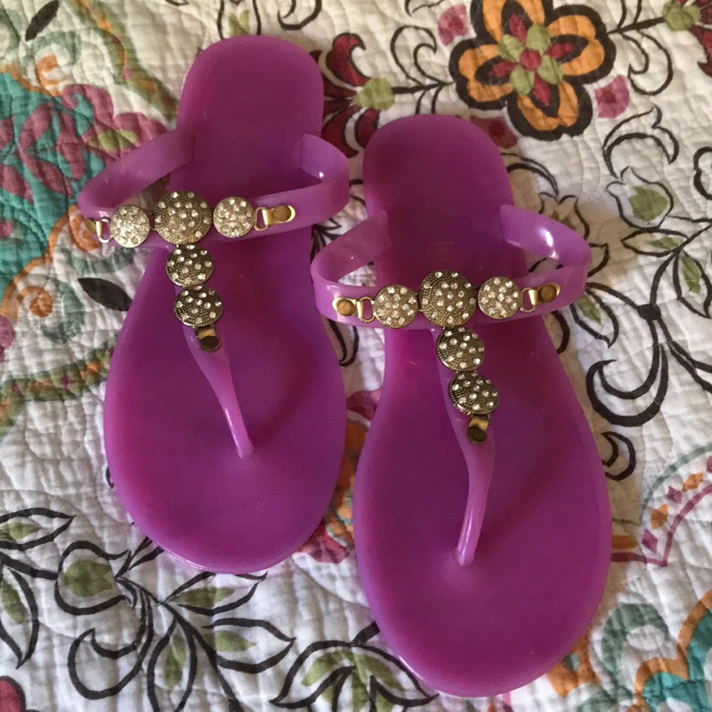 Fibi & clo rhinestone flip flops